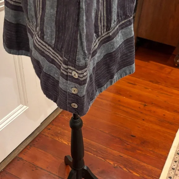 bryn Walker Navy and Gray Striped Blouse - Picture 3 of 9